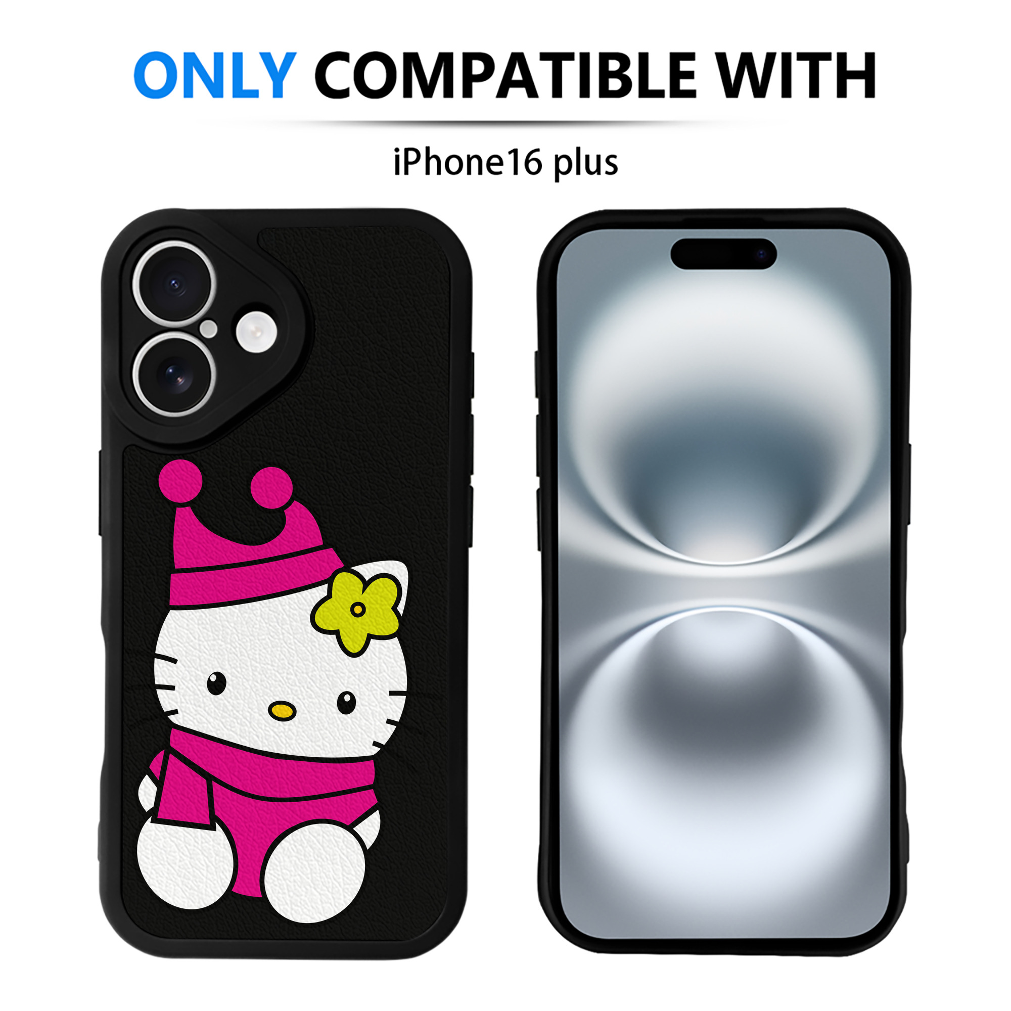 （画像用） Hello Kitty ハローキティ 【iPhone 16シリーズ対応】シリコンスマホケース（レザー調） 材質：シリコン